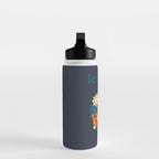 Les Fleurs Cheerful Retro Flowers in Vase Blue Water Bottle Gallery Image 3