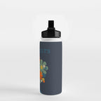 Les Fleurs Cheerful Retro Flowers in Vase Blue Water Bottle Gallery Image 2