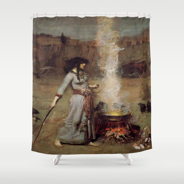 John William Waterhouse The Magic Circle Shower Curtain Gallery Image 1