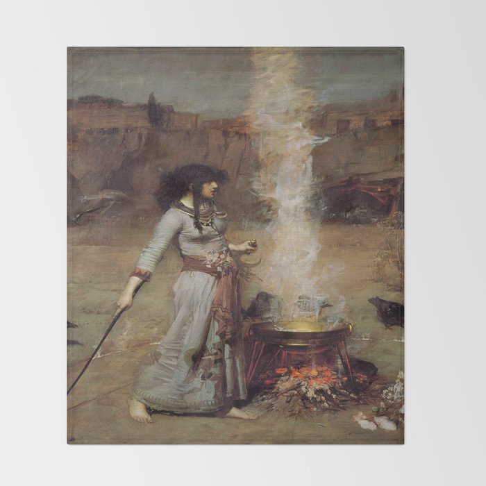 John William Waterhouse The Magic Circle Throw Blanket Gallery Image 2