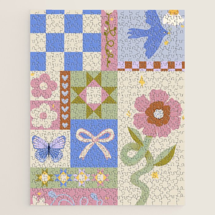 Whimsical Folk Garden Collage Jigsaw Puzzle Gallery Image 1