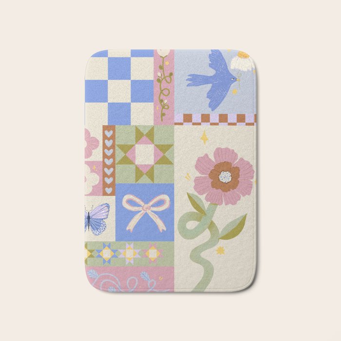 Whimsical Folk Garden Collage Bath Mat Gallery Image 1