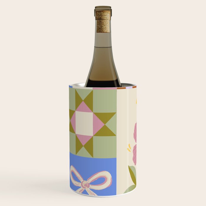 Whimsical Folk Garden Collage Wine Chiller Gallery Image 1