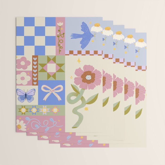 Whimsical Folk Garden Collage Wrapping Paper Gallery Image 3
