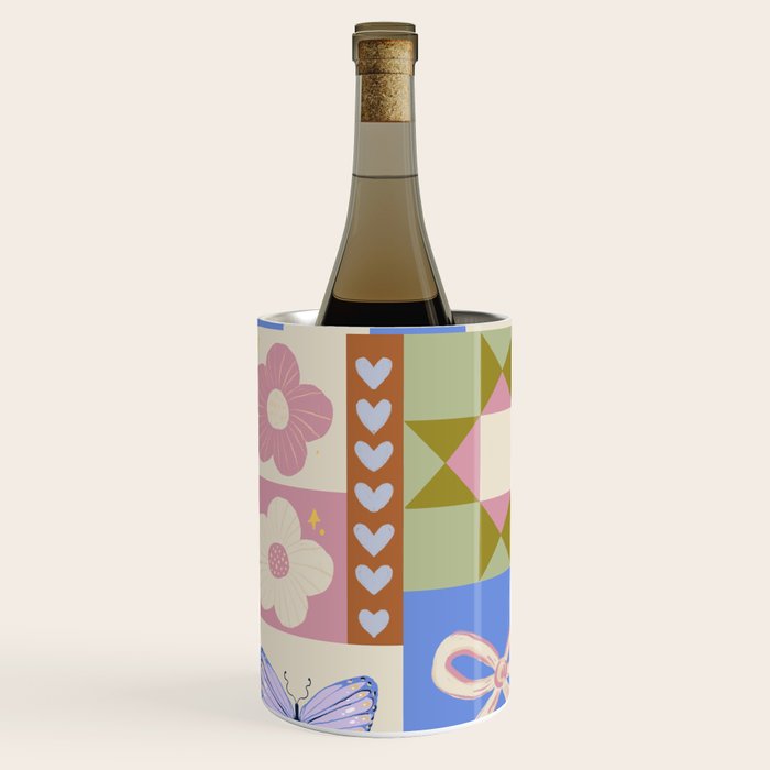 Whimsical Folk Garden Collage Wine Chiller Gallery Image 2