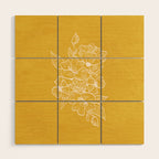 Scandinavian Brushed Gold Floral Ornament | Tropical Line Art Wood Wall Art Gallery Image 1