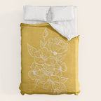 Scandinavian Brushed Gold Floral Ornament | Tropical Line Art Duvet Cover Gallery Image 6