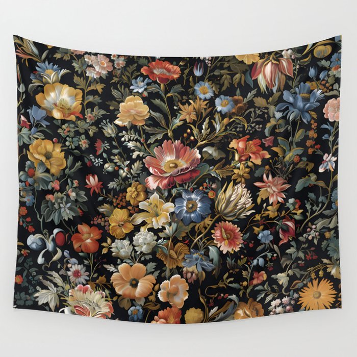 Countryside Bloom Ethereal Dark Floral Wall Tapestry Gallery Image 4