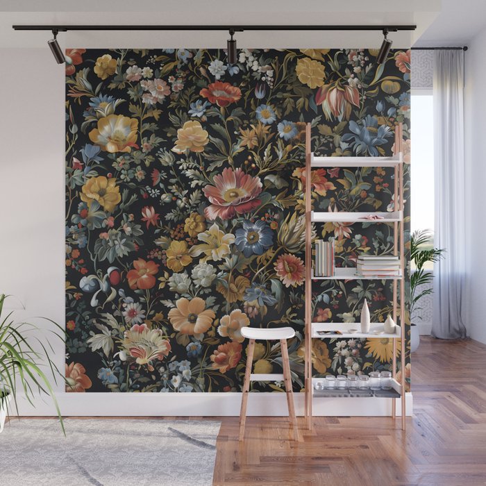 Countryside Bloom Ethereal Dark Floral Wall Mural Gallery Image 1