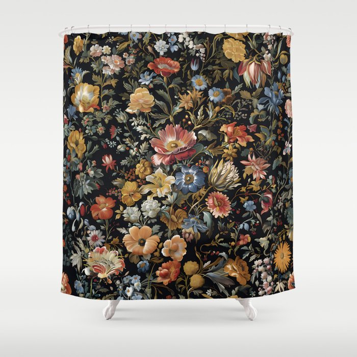 Countryside Bloom Ethereal Dark Floral Shower Curtain Gallery Image 1