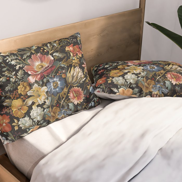 Countryside Bloom Ethereal Dark Floral Pillow Sham Gallery Image 2