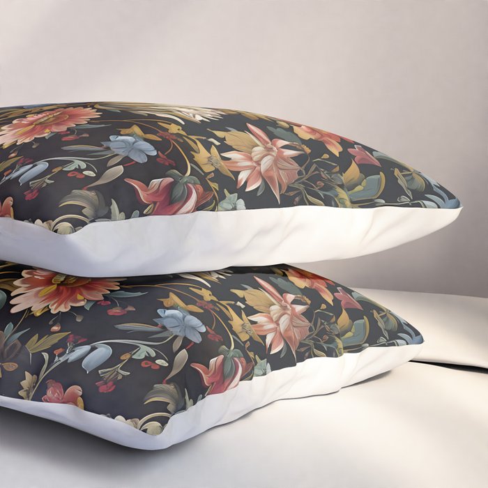 Countryside Bloom Ethereal Dark Floral Pillow Sham Gallery Image 3