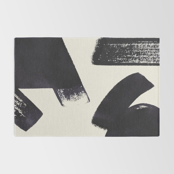 Abstract Paint Composition 1 - Black and White Rug Gallery Image 2