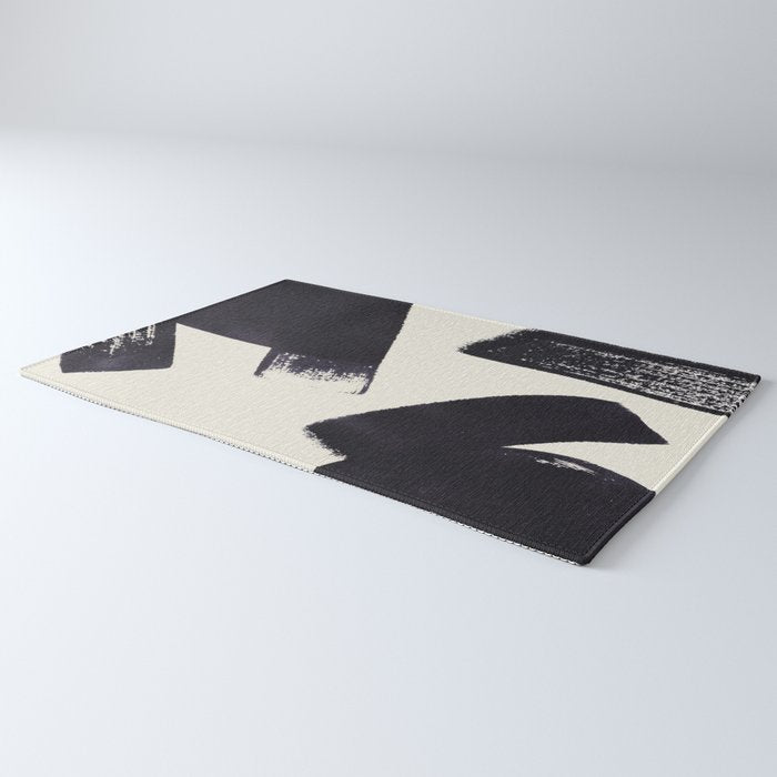 Abstract Paint Composition 1 - Black and White Rug Gallery Image 3