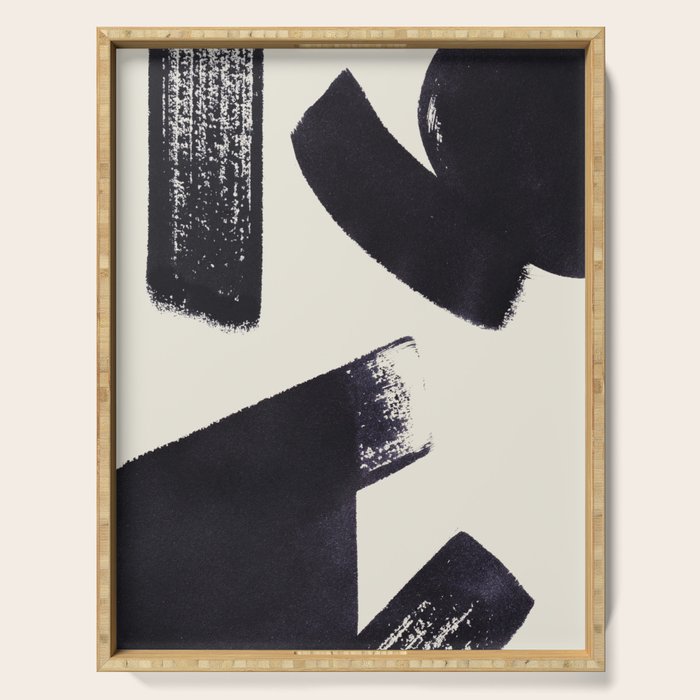 Abstract Paint Composition 1 - Black and White Serving Tray Gallery Image 1