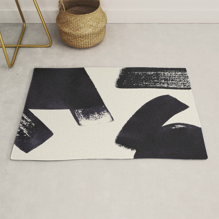 Abstract Paint Composition 1 - Black and White Rug Gallery Image 1