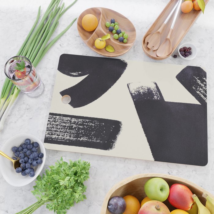 Abstract Paint Composition 1 - Black and White Cutting Board Gallery Image 2