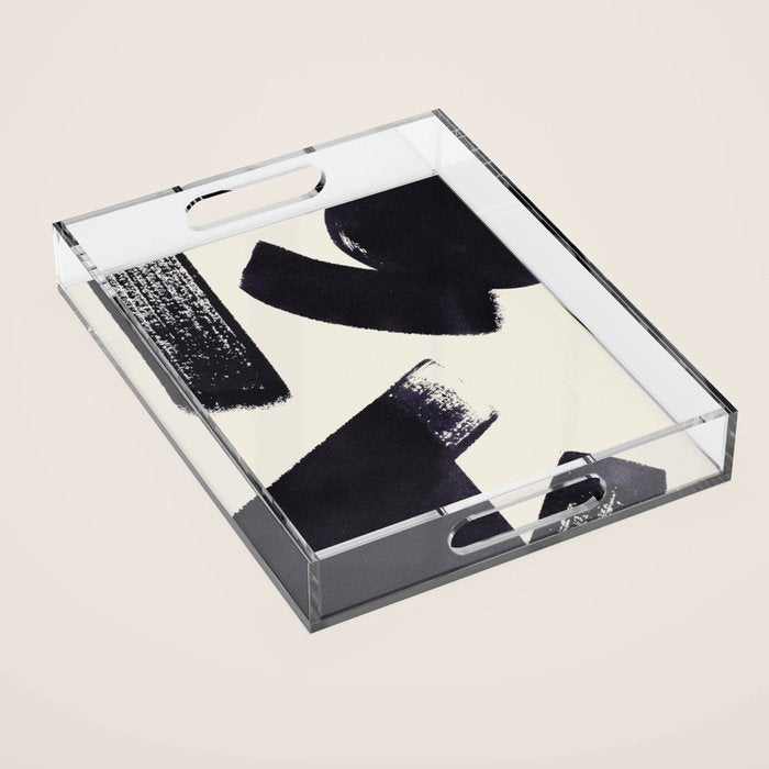 Abstract Paint Composition 1 - Black and White Acrylic Tray Gallery Image 1