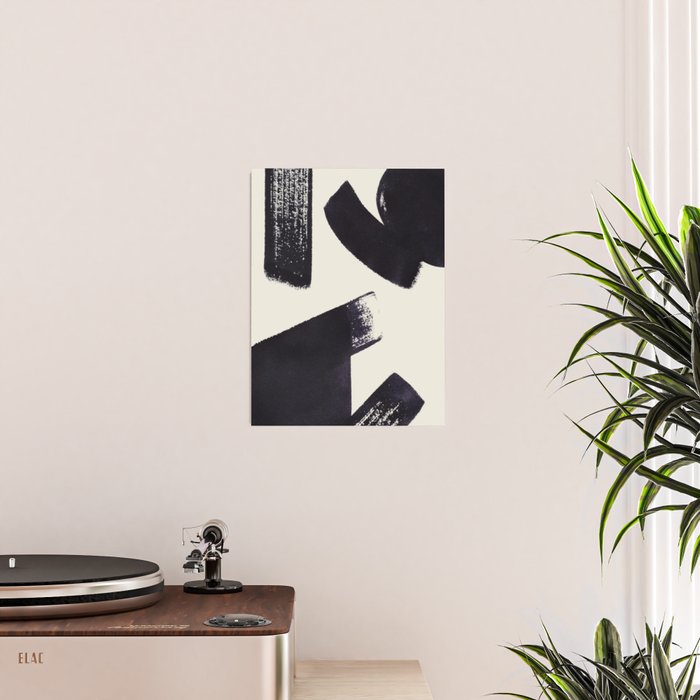 Abstract Paint Composition 1 - Black and White Poster Gallery Image 2