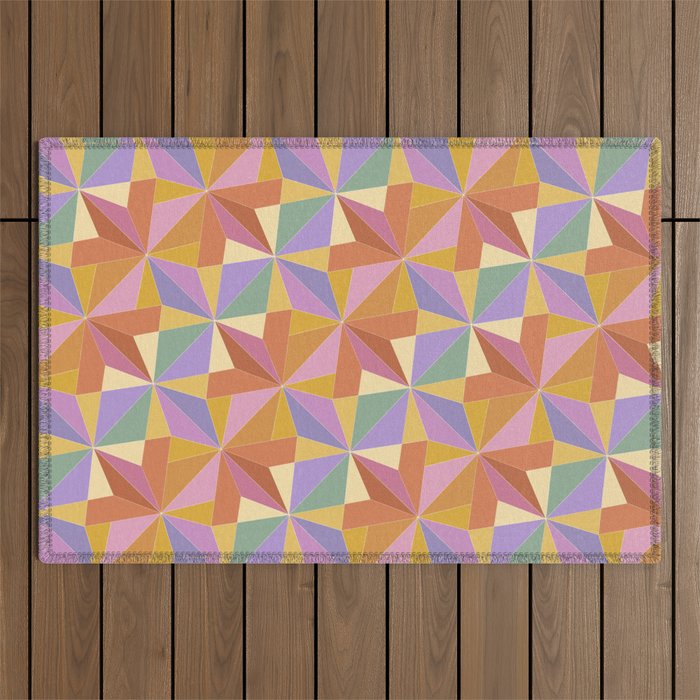 Kaleidoscope Tile Pattern VI Colorful Summer Outdoor Rug Gallery Image 1