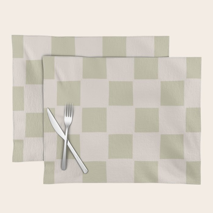Playful check in olive green Placemat Gallery Image 1