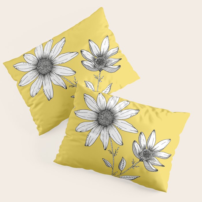 Wildflower line drawing | Botanical Art Pillow Sham Gallery Image 3