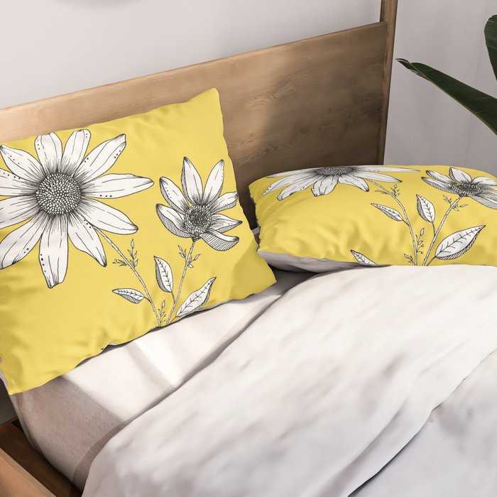 Wildflower line drawing | Botanical Art Pillow Sham Gallery Image 2