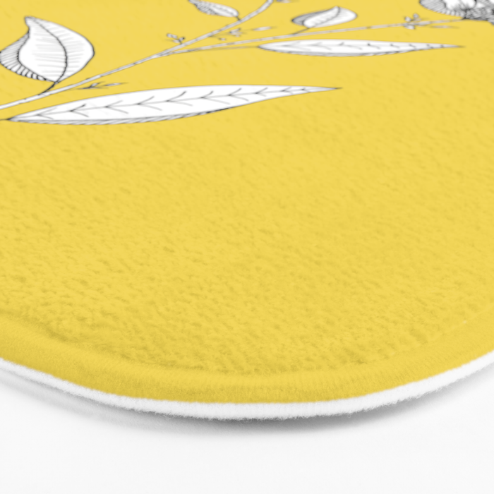 Wildflower line drawing | Botanical Art Bath Mat Gallery Image 3
