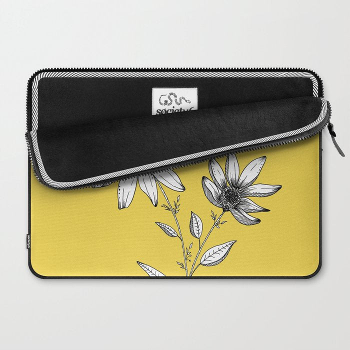 Wildflower line drawing | Botanical Art Laptop Sleeve Gallery Image 2