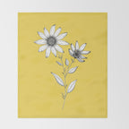 Wildflower line drawing | Botanical Art Throw Blanket Gallery Image 2