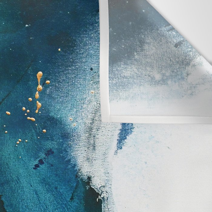 Untamed: a pretty, minimal, abstract painting in blue, white and gold by Alyssa Hamilton Art  Wall Tapestry Gallery Image 3