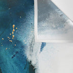 Untamed: a pretty, minimal, abstract painting in blue, white and gold by Alyssa Hamilton Art  Wall Tapestry Gallery Image 3