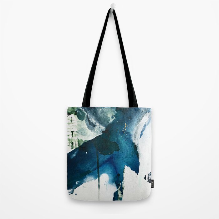 Untamed: a pretty, minimal, abstract painting in blue, white and gold by Alyssa Hamilton Art  Tote Bag Gallery Image 2