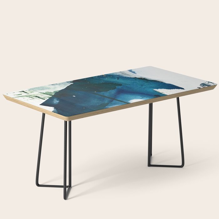 Untamed: a pretty, minimal, abstract painting in blue, white and gold by Alyssa Hamilton Art  Coffee Table Gallery Image 1