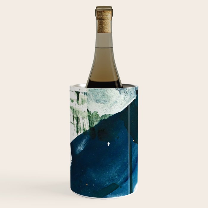 Untamed: a pretty, minimal, abstract painting in blue, white and gold by Alyssa Hamilton Art  Wine Chiller Gallery Image 2