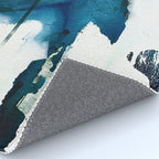 Untamed: a pretty, minimal, abstract painting in blue, white and gold by Alyssa Hamilton Art  Rug Gallery Image 4