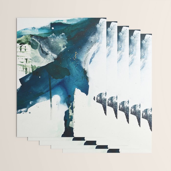 Untamed: a pretty, minimal, abstract painting in blue, white and gold by Alyssa Hamilton Art  Wrapping Paper Gallery Image 3