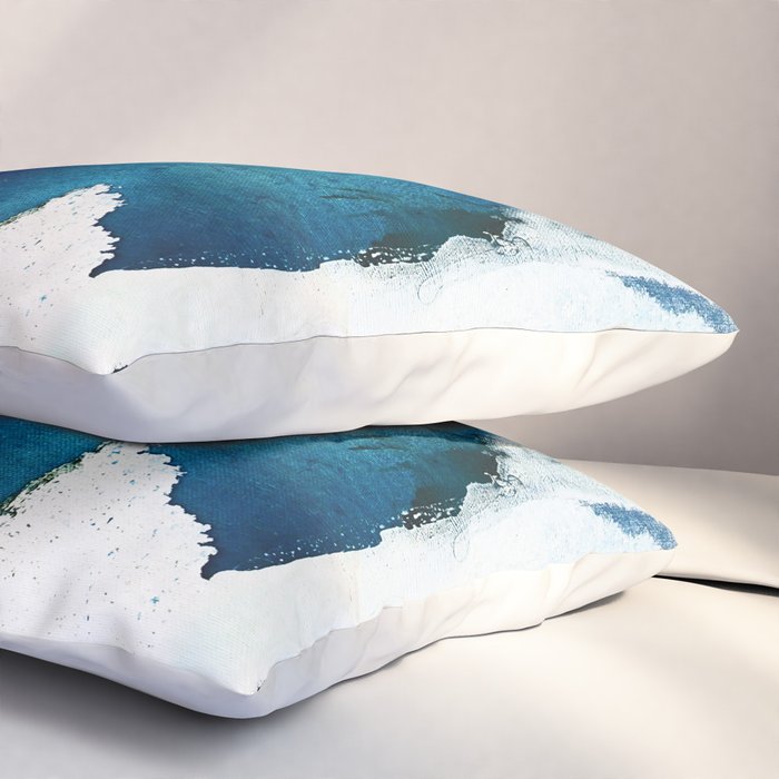 Untamed: a pretty, minimal, abstract painting in blue, white and gold by Alyssa Hamilton Art  Pillow Sham Gallery Image 3