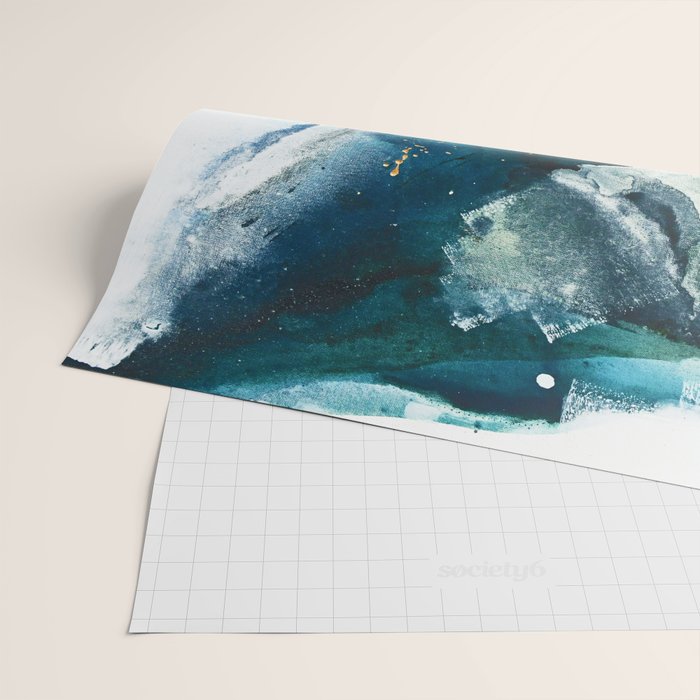 Untamed: a pretty, minimal, abstract painting in blue, white and gold by Alyssa Hamilton Art  Wrapping Paper Gallery Image 2