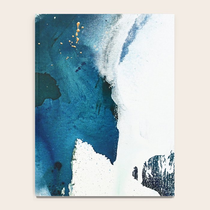 Untamed: a pretty, minimal, abstract painting in blue, white and gold by Alyssa Hamilton Art  Notebook Gallery Image 4