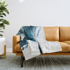 Untamed: a pretty, minimal, abstract painting in blue, white and gold by Alyssa Hamilton Art  Throw Blanket Gallery Image 1