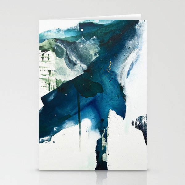 Untamed: a pretty, minimal, abstract painting in blue, white and gold by Alyssa Hamilton Art  Stationery Card Gallery Image 2