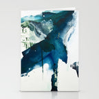 Untamed: a pretty, minimal, abstract painting in blue, white and gold by Alyssa Hamilton Art  Stationery Card Gallery Image 2