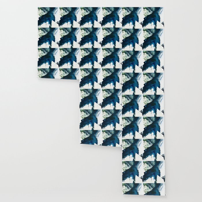 Untamed: a pretty, minimal, abstract painting in blue, white and gold by Alyssa Hamilton Art  Wallpaper Gallery Image 3