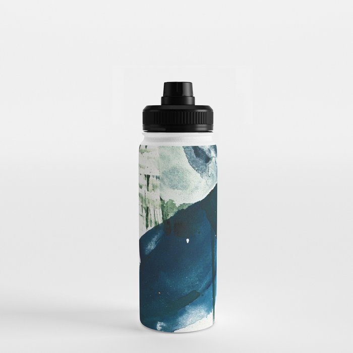 Untamed: a pretty, minimal, abstract painting in blue, white and gold by Alyssa Hamilton Art  Water Bottle Gallery Image 3
