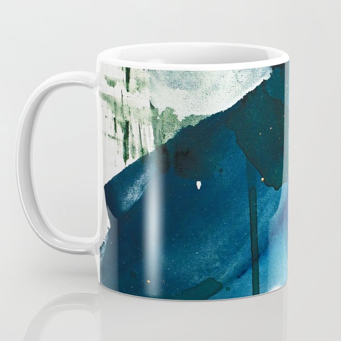 Untamed: a pretty, minimal, abstract painting in blue, white and gold by Alyssa Hamilton Art  Coffee Mug Gallery Image 3