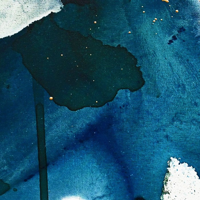 Untamed: a pretty, minimal, abstract painting in blue, white and gold by Alyssa Hamilton Art  Coffee Mug Gallery Image 2