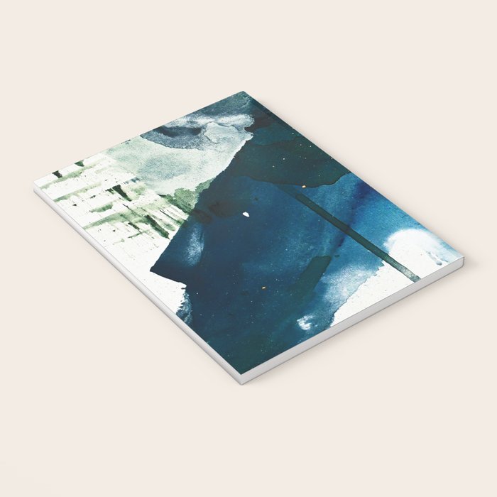 Untamed: a pretty, minimal, abstract painting in blue, white and gold by Alyssa Hamilton Art  Notebook Gallery Image 3