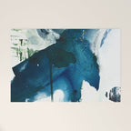 Untamed: a pretty, minimal, abstract painting in blue, white and gold by Alyssa Hamilton Art  Welcome Mat Gallery Image 1