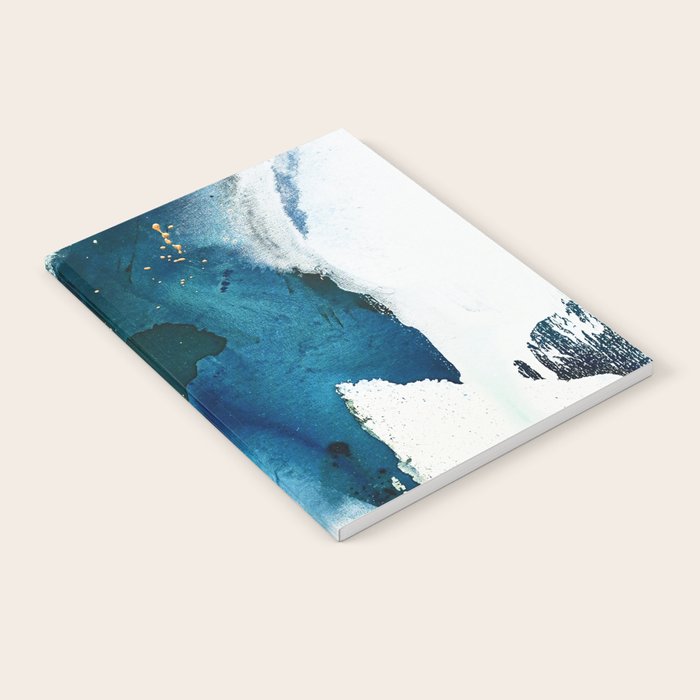 Untamed: a pretty, minimal, abstract painting in blue, white and gold by Alyssa Hamilton Art  Notebook Gallery Image 1